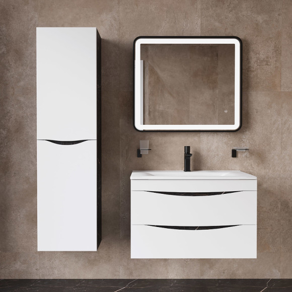 Тумба с раковиной Iddis Cloud 80 CLO80B0i95K подвесная Белая матовая Черный мрамор Тумба с раковиной Iddis Cloud 80 CLO80B0i95K подвесная Белая матовая Черный мрамор