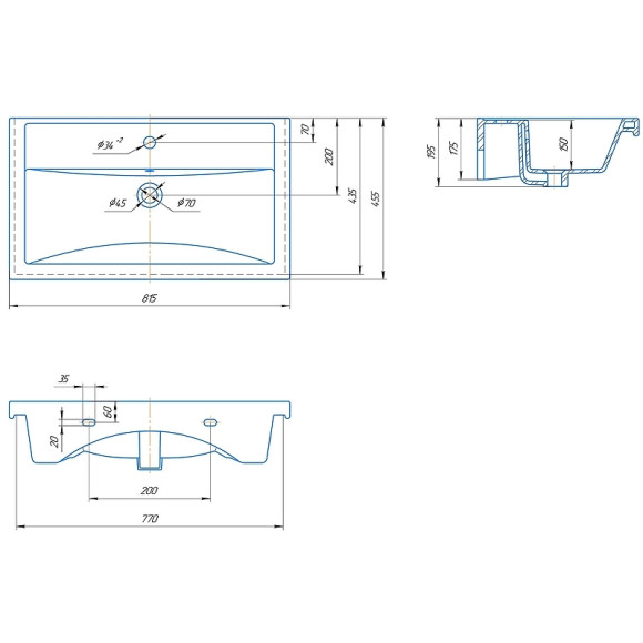 Раковина ASB-Woodline Kirovit Фостер 80 22321 Белая