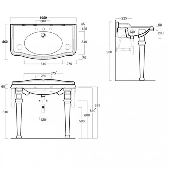 Консоль под раковину TW Bristol TWBR874.1сr Хром Консоль под раковину TW Bristol TWBR874.1сr Хром