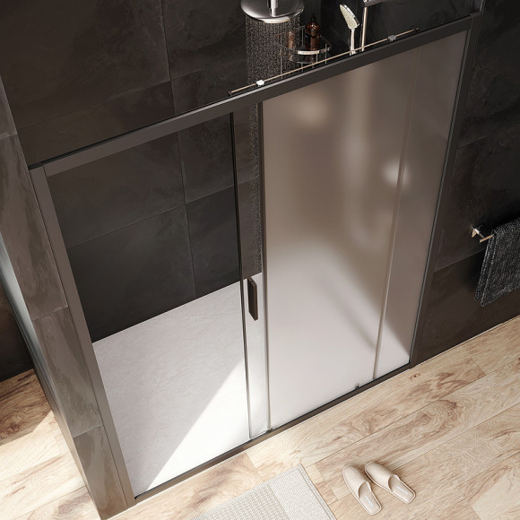 Душевая дверь AM.PM Gem 150 W90G-150-1-195BM профиль Черный матовый стекло матовое-прозрачное Душевая дверь AM.PM Gem 150 W90G-150-1-195BM профиль Черный матовый стекло матовое-прозрачное