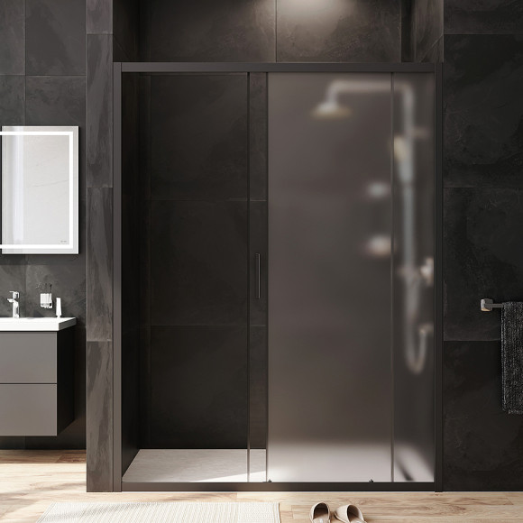 Душевая дверь AM.PM Gem 150 W90G-150-1-195BM профиль Черный матовый стекло матовое-прозрачное Душевая дверь AM.PM Gem 150 W90G-150-1-195BM профиль Черный матовый стекло матовое-прозрачное