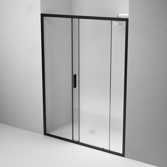 Душевая дверь AM.PM Gem 150 W90G-150-1-195BM профиль Черный матовый стекло матовое-прозрачное Душевая дверь AM.PM Gem 150 W90G-150-1-195BM профиль Черный матовый стекло матовое-прозрачное