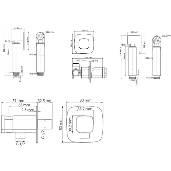 Гигиенический душ со смесителем WasserKRAFT Saale A9551.328.243.232 Белый матовый