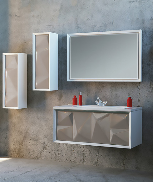 Шкаф пенал Marka One Romb 30П L У73556 подвесной Cappuccino