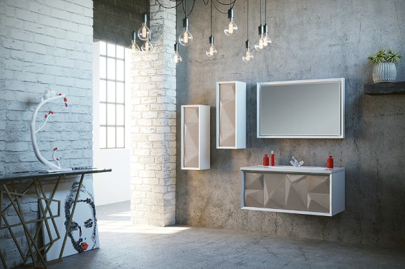 Шкаф пенал Marka One Romb 30П L У73556 подвесной Cappuccino