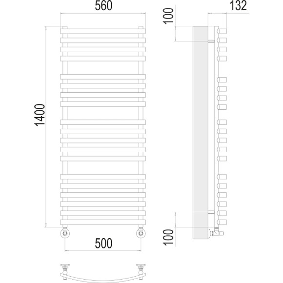 Водяной полотенцесушитель Terminus Капри П19 500х1400 4670078530660 Хром, нижнее подключение, G 1/2" ВР, с комплектом вентилей Водяной полотенцесушитель Terminus Капри П19 500х1400 4670078530660 Хром, нижнее подключение, G 1/2" ВР, с комплектом вентилей