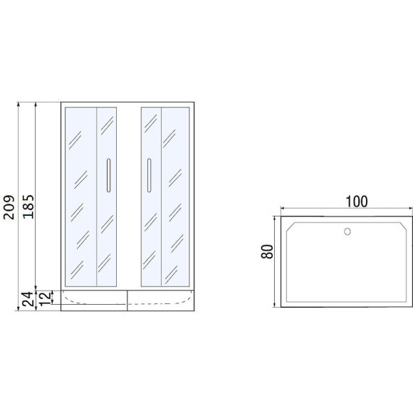 Душевой уголок River Morava XL 100x80 МТ 10000003370 без поддона