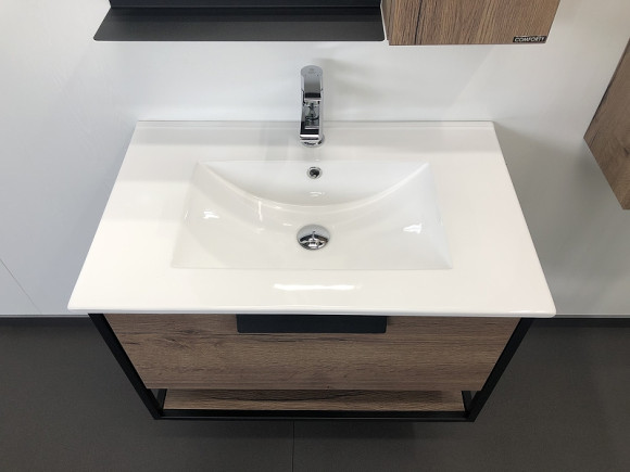 Тумба с раковиной Comforty Бонн 75 00-00006487 подвесная Дуб темный