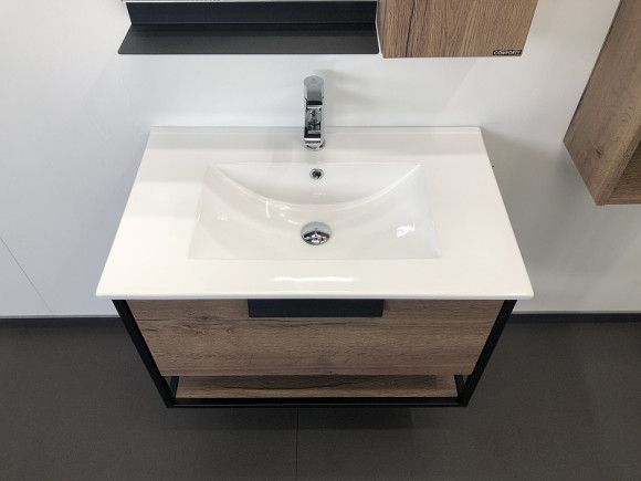 Тумба с раковиной Comforty Бонн 75 00-00006487 подвесная Дуб темный