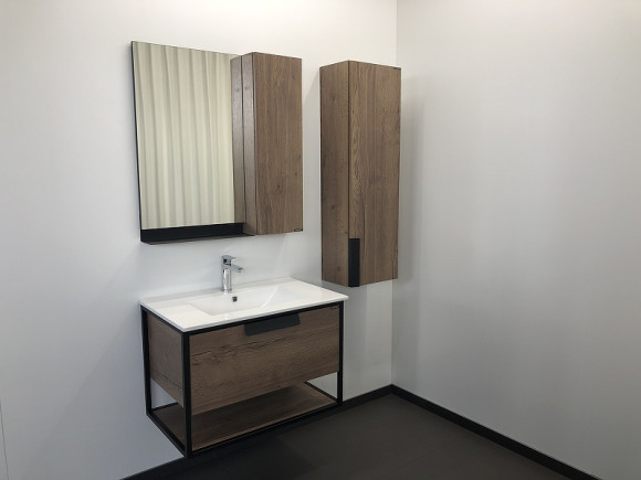 Тумба с раковиной Comforty Бонн 75 00-00006487 подвесная Дуб темный