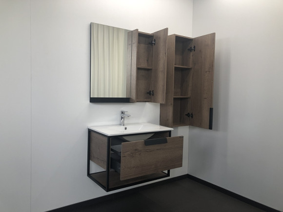 Тумба с раковиной Comforty Бонн 75 00-00006487 подвесная Дуб темный