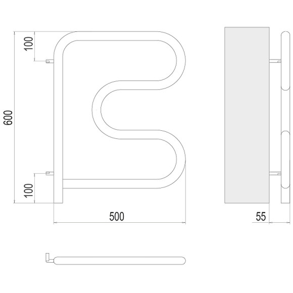 Электрический полотенцесушитель Terminus F-образный 500x500 4620768883880 Хром