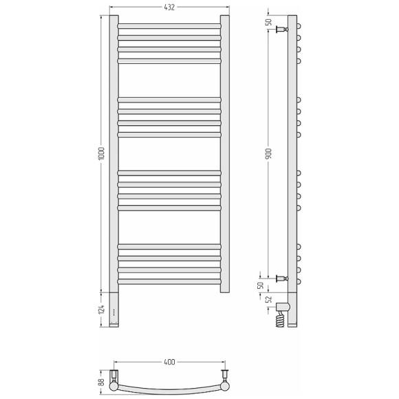 Электрический полотенцесушитель Сунержа Богема 3.0 1000x400 L 12-5802-1040 Белый