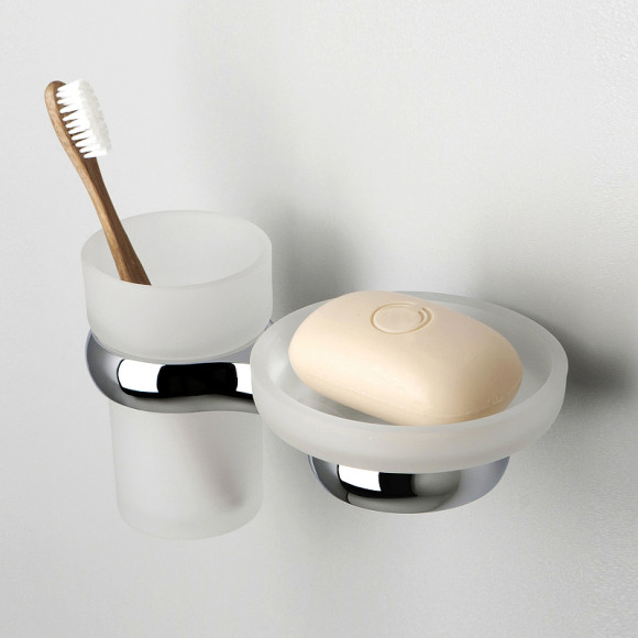 Стакан для зубных щеток с мыльницей WasserKRAFT Berkel K-6826 Хром Стакан для зубных щеток с мыльницей WasserKRAFT Berkel K-6826 Хром