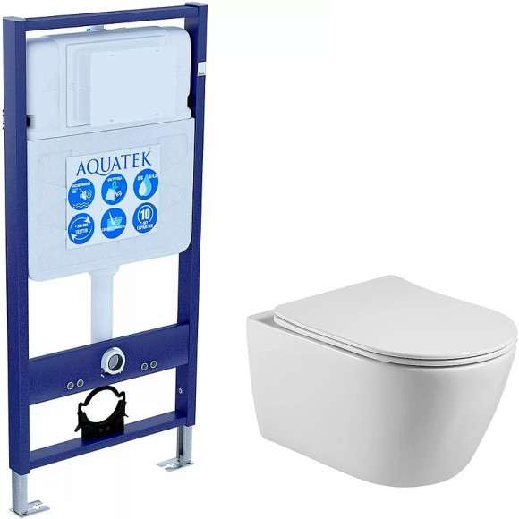 Комплект унитаза с инсталляцией Aquatek Set Aquatek Бетта с сиденьем Микролифт Комплект унитаза с инсталляцией Aquatek Set Aquatek Бетта с сиденьем Микролифт