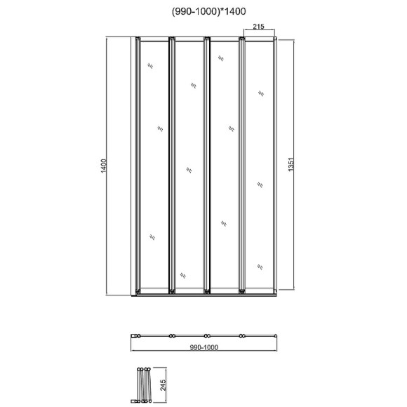 Шторка на ванну Vincea VSB-31100CL 100x140 профиль Хром стекло прозрачное