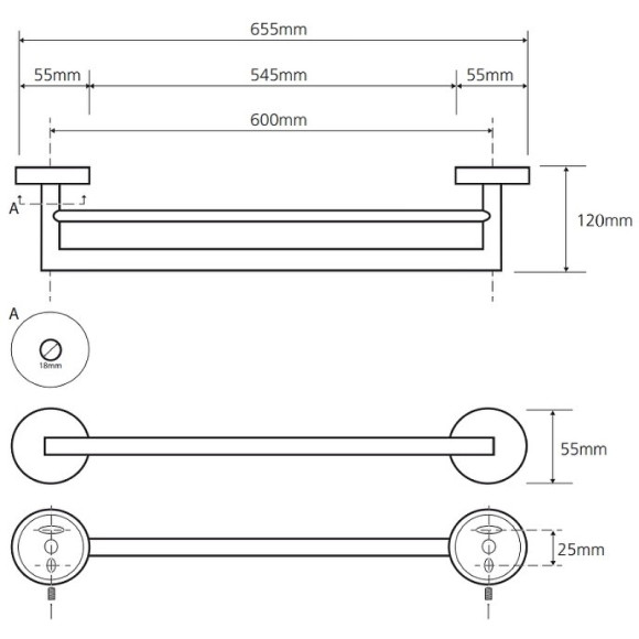 Полотенцедержатель Bemeta Sablo 160204052 двойной Золото матовое