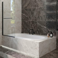 Шторка на ванну Veconi Palau 90 PL79B-90-01-C4 профиль Черный матовый стекло прозрачное