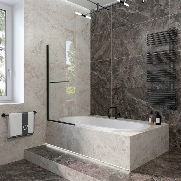 Шторка на ванну Veconi Palau 90 PL79B-90-01-C4 профиль Черный матовый стекло прозрачное Шторка на ванну Veconi Palau 90 PL79B-90-01-C4 профиль Черный матовый стекло прозрачное