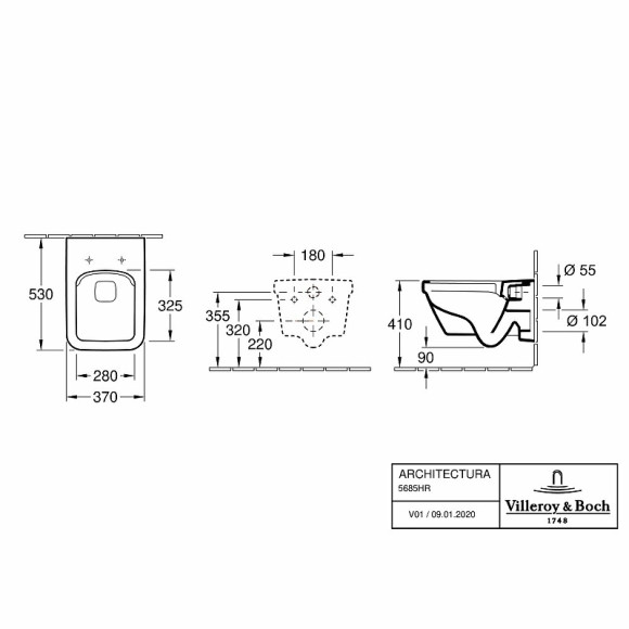 Унитаз Villeroy&Boch Architectura 5685HR01 подвесной с сиденьем Микролифт Унитаз Villeroy&Boch Architectura 5685HR01 подвесной с сиденьем Микролифт