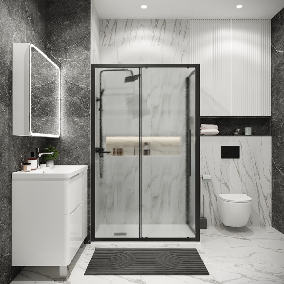 Душевой уголок Grossman Cosmo 110х90 120.K33.02.1190.21.02 профиль Черный матовый стекло шиншилла Душевой уголок Grossman Cosmo 110х90 120.K33.02.1190.21.02 профиль Черный матовый стекло шиншилла