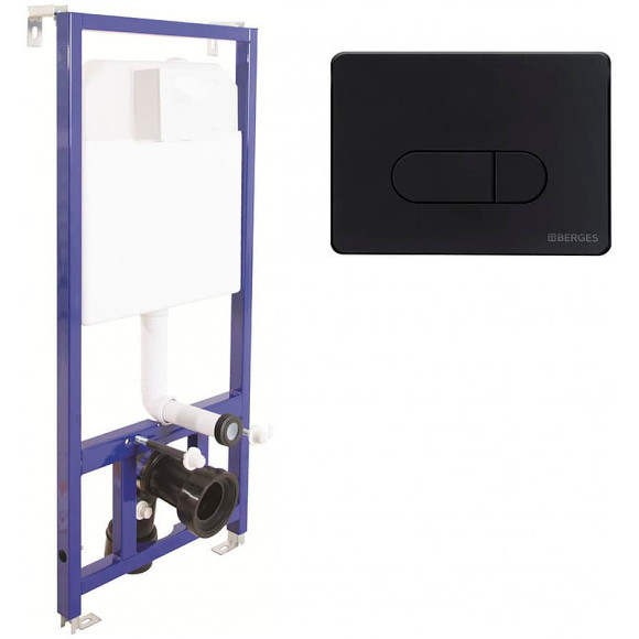 Комплект унитаза Villeroy&Boch O Novo 5660H101 с инсталляцией Berges Novum D5 040235 с сиденьем Микролифт и Черной матовой клавишей смыва Комплект унитаза Villeroy&Boch O Novo 5660H101 с инсталляцией Berges Novum D5 040235 с сиденьем Микролифт и Черной матовой клавишей смыва