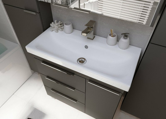 Тумба под раковину 1MarKa Gaula 80Н У92546 Графит матовый