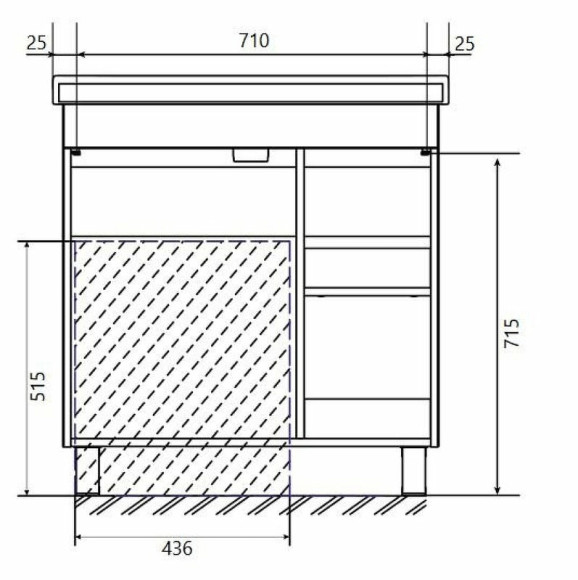 Тумба под раковину 1MarKa Gaula 80Н У92546 Графит матовый