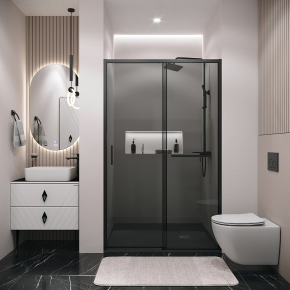 Душевая дверь Grossman Style 120 100.K33.05.120.21.10 профиль Черный матовый стекло тонированное