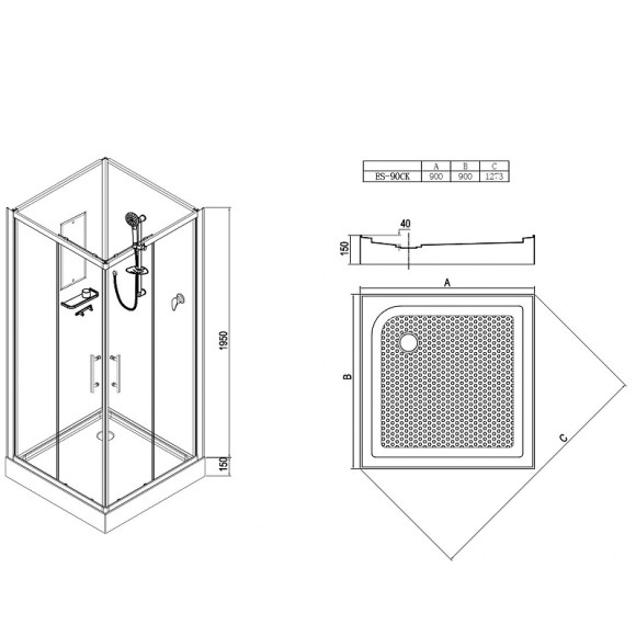 Душевая кабина Esbano ES-90CK 90x90 ESKB90CK без гидромассажа