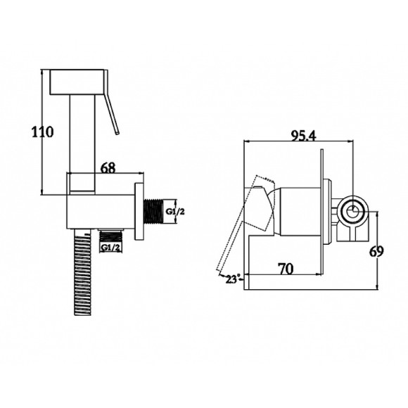 Гигиенический душ со смесителем Kaiser Sonat 34377-2 Черный