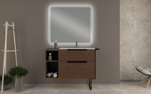 Тумба под раковину Cezares Urban 60 55155 подвесная Frassino scuro без ножки и боковой полки Тумба под раковину Cezares Urban 60 55155 подвесная Frassino scuro без ножки и боковой полки