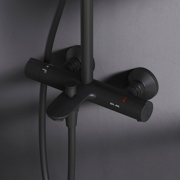 Душевая система AM.PM Like F0780522 с термостатом Черная матовая