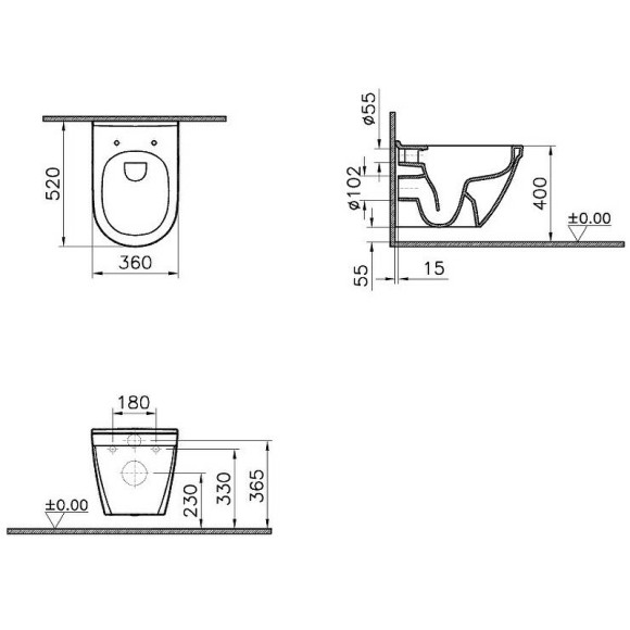 Унитаз Vitra S50 Rim-Ex 7740B003-0075 подвесной без сиденья