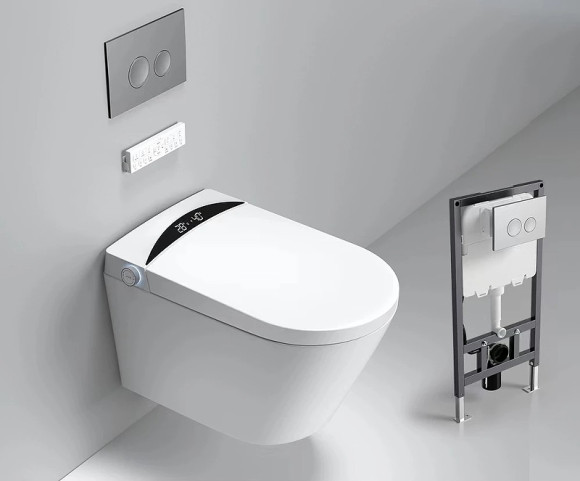 Комплект унитаза биде с инсталляцией Timo TE-751 с сиденьем Микролифт и клавишей смыва Хром