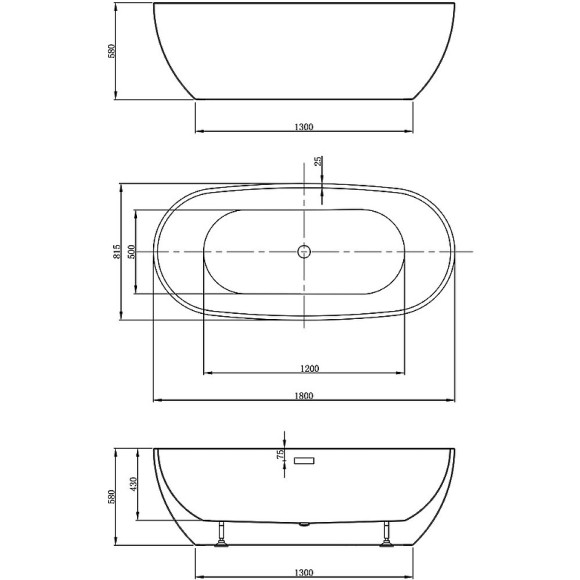 Акриловая ванна Vincea 180x81.5 VBT-408-1800 без гидромассажа