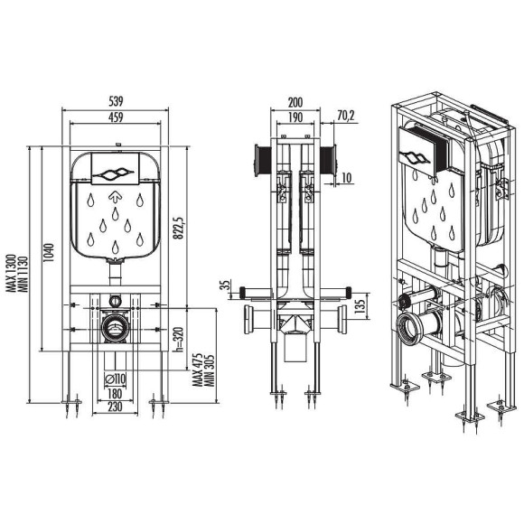 Инсталляция Creavit GR5005.00 для унитаза без клавиши смыва Инсталляция Creavit GR5005.00 для унитаза без клавиши смыва