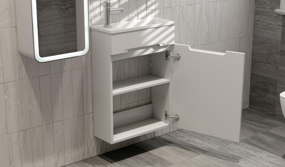 Тумба под раковину Jorno Modul 50 Mol.01.50/P/W/JR подвесная Белая Тумба под раковину Jorno Modul 50 Mol.01.50/P/W/JR подвесная Белая