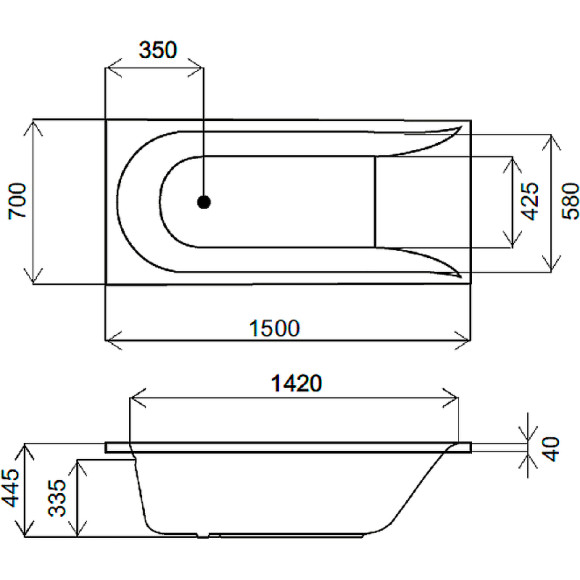 Акриловая ванна AM.PM Spirit 150x70 без гидромассажа Акриловая ванна AM.PM Spirit 150x70 без гидромассажа