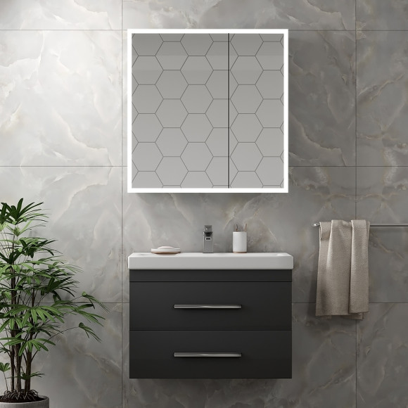 Зеркальный шкаф Континент Reflex LED 80 МВК027 с подсветкой Белый Зеркальный шкаф Континент Reflex LED 80 МВК027 с подсветкой Белый