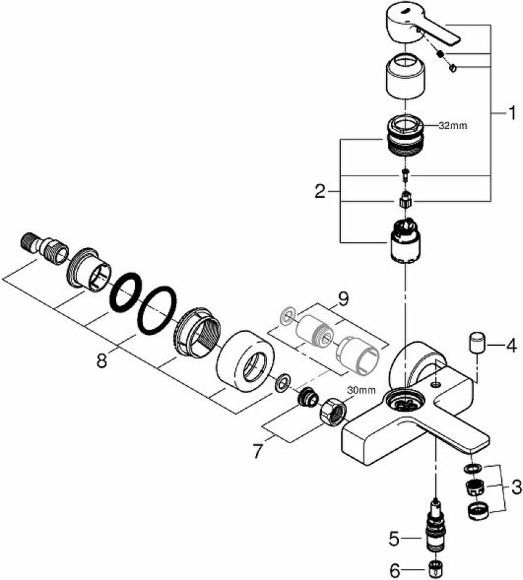 Смеситель для ванны Grohe Lineare New 33849DC1 Суперсталь