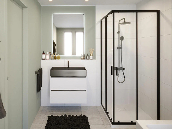 Душевой уголок Riho Hamar 2.0 90x90 G007005121 профиль Черный матовый стекло прозрачное Душевой уголок Riho Hamar 2.0 90x90 G007005121 профиль Черный матовый стекло прозрачное