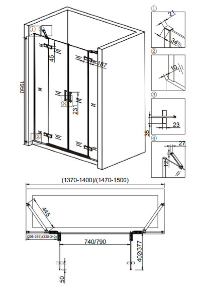 Душевая дверь Veconi Vianno VN-65 140 VN65-140-01-19C3 профиль Хром стекло прозрачное Душевая дверь Veconi Vianno VN-65 140 VN65-140-01-19C3 профиль Хром стекло прозрачное