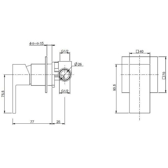 Смеситель для душа Cezares UNIKA-DIM-03/24 Золото 24 карат