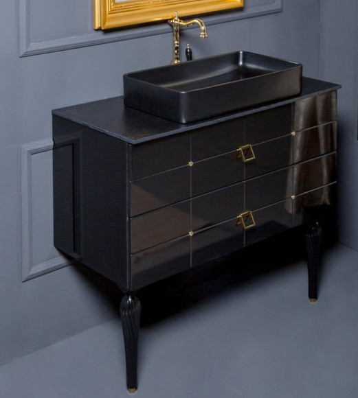 Тумба под раковину Boheme Armadi Art Vallessi Avangarde Piazza 100 841-100-BG подвесная Черный глянец Золото