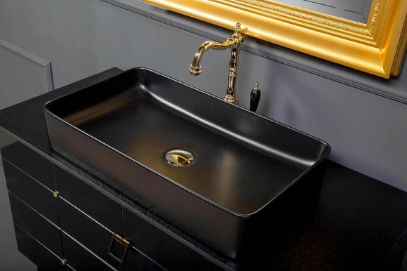 Тумба под раковину Boheme Armadi Art Vallessi Avangarde Piazza 100 841-100-BG подвесная Черный глянец Золото