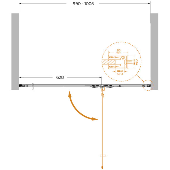 Душевая дверь Cezares Liner 100 R LINER-B-12-100-C-Cr-R профиль Хром стекло прозрачное Душевая дверь Cezares Liner 100 R LINER-B-12-100-C-Cr-R профиль Хром стекло прозрачное