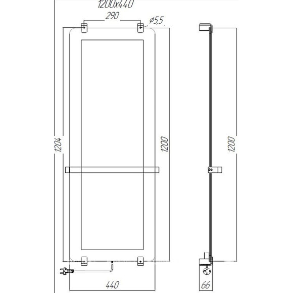 Электрический полотенцесушитель Allen Brau Infinity 44x120 8.21003.GL зеркальный Электрический полотенцесушитель Allen Brau Infinity 44x120 8.21003.GL зеркальный