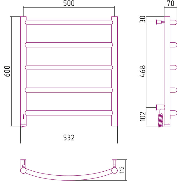 Электрический полотенцесушитель Сунержа Галант 4.0 600x500 L 31-0830-6050 Черный матовый