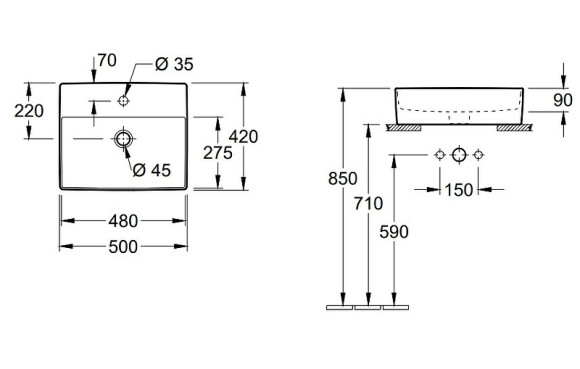 Раковина Villeroy&Boch Memento 2.0 50 4A075001 Альпийский белый